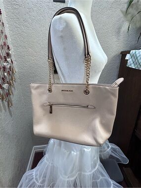 Michael Kors Blush Leather Tote with Gold Chain Straps